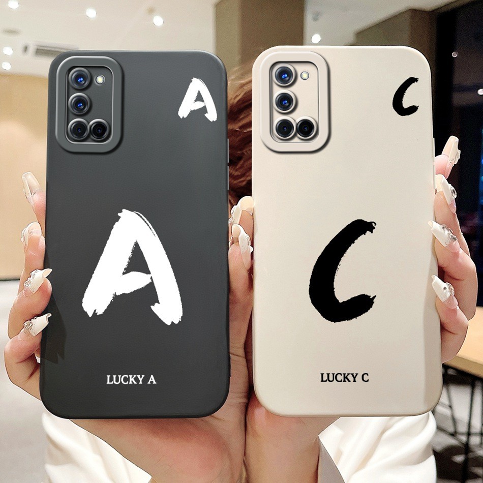 Dành Cho Oppo A52 A72 A92 Ốp Điện Thoại Chữ Cái Ban Đầu May Mắn Oppo A52 A72 A92 4G Vỏ Silicon Mềm B
