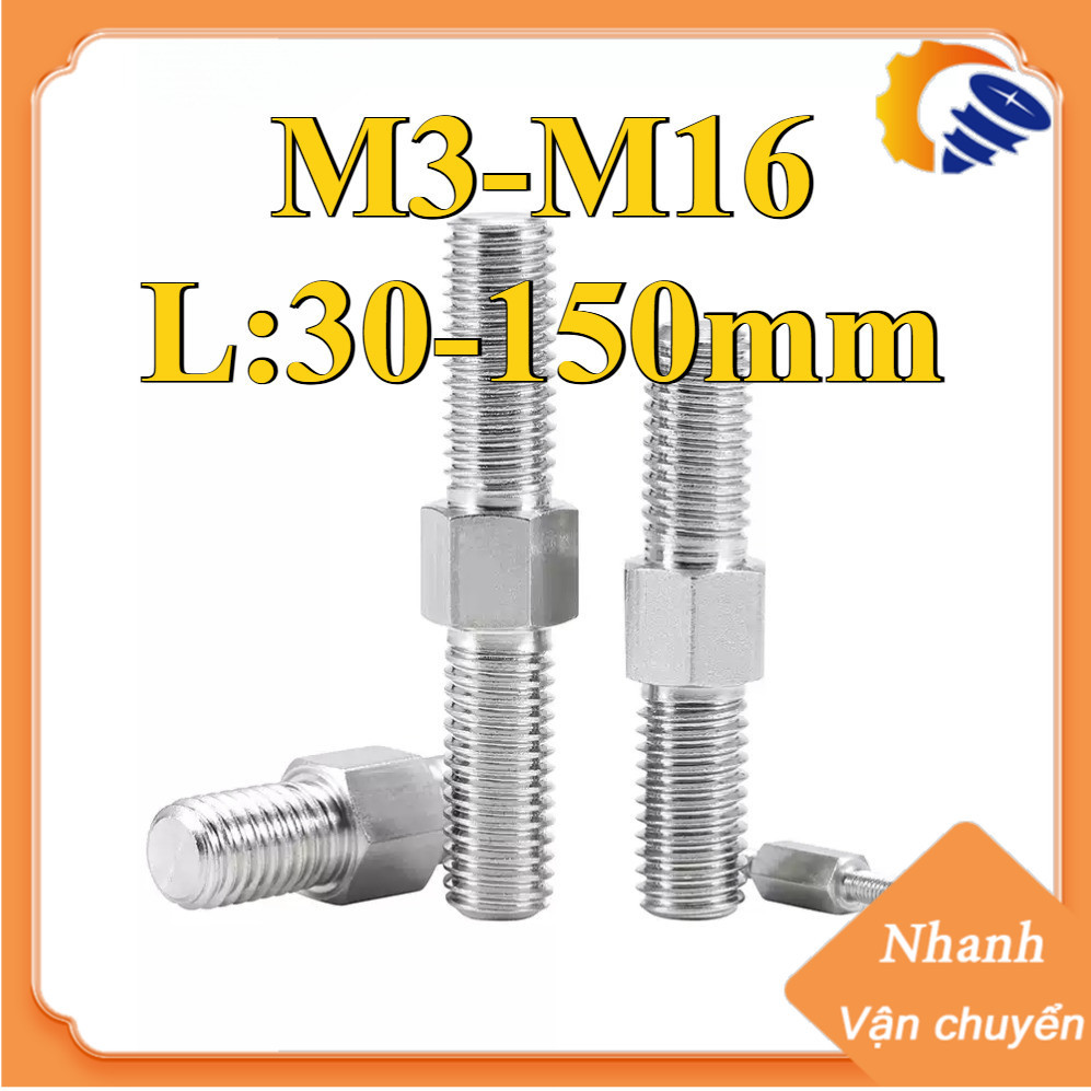 Bulong 2 đầu ren（Tích cực&Chống chủ đề）, Guzong Inox 304 M3-M16 (ZQ-RM-VN-1)