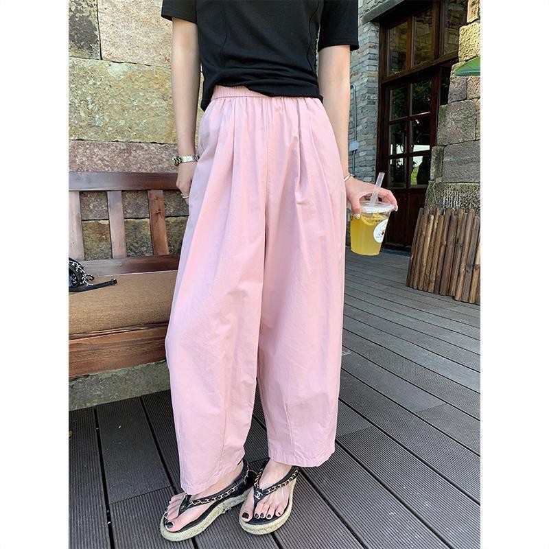 Q368 Quần Baggy Dáng Lửng Đũi Vân Mây Mềm Mát Cạp Chun Lưng Cao | BigBuy360 - bigbuy360.vn