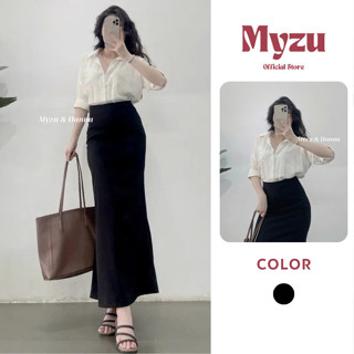  Chân Váy Dáng Dài 90cm Công Sở Đuôi Cá Xẻ Sau Chất Umi Hàn Loại 1 Co Giãn 4 Chiều Ôm V3 MYZ32 