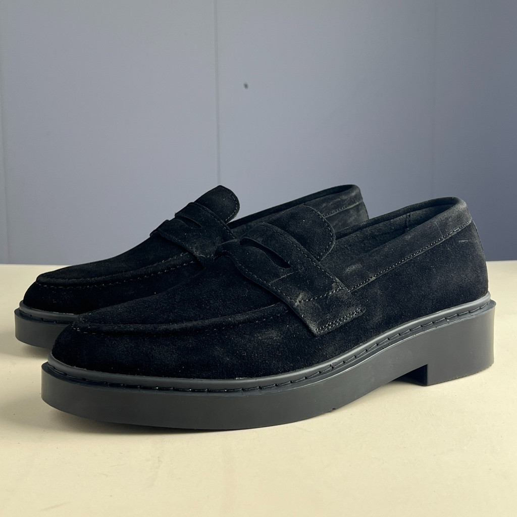 Dustino Loafer Da Lộn Màu Đen Cho Nam Đế nâng chiều cao 4cm. Giày Lười Nam Da Lộn Đen