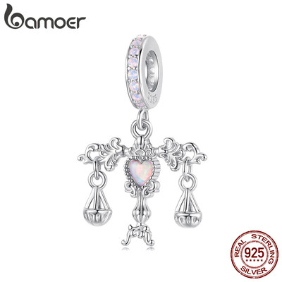 Bamoer Bạc 925 Charm Thiên Bình Mặt Dây Chuyền DIY Cho Vòng Tay Quà Tặng Cho Nữ