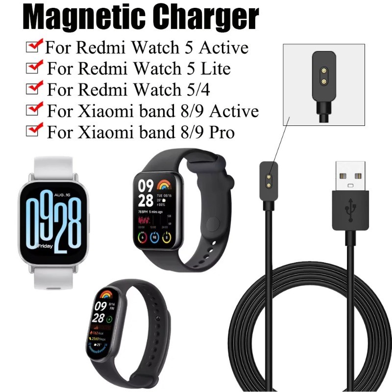 Sạc Từ Tính Cho Redmi Watch 5 Active Watch5 Lit Mi Band 9 9 Cáp Sạc USB Đa Năng Kích Hoạt