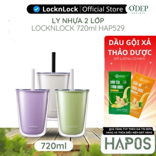  Ly nhựa 2 lớp 720ml kèm ống hút trà sữa LocknLock Chính hãng cách nhiệt 1 phần miệng bình rộng - HAPOS BEAUTY 