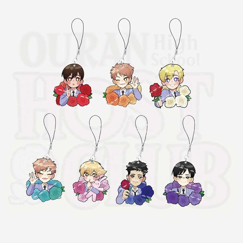 Ouran High School Host Club Mobile Phone Charms Acrylic Anime Figure Small Pendant Phone Chain Key R