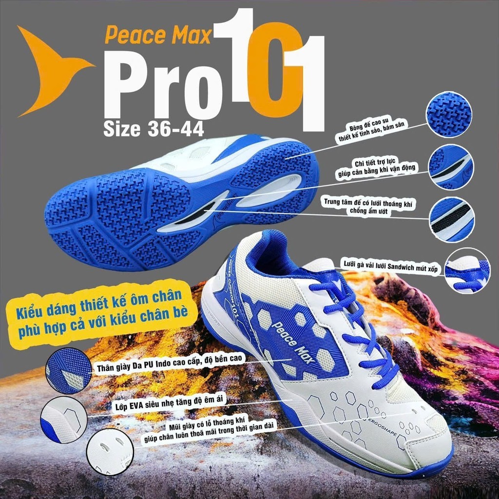 Giày Cầu Lông Peace Max Pro101 tặng tất dệt kim và túi đựng giày