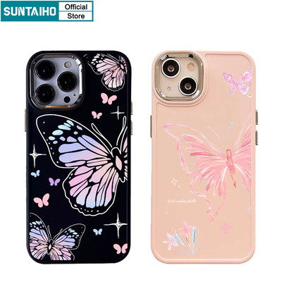 Suntaiho Đẹp Dreamy Họa Tiết Bướm Ốp Lưng Điện Thoại Silicon Mềm Cao Cấp Chống Sốc Cho iPhone 11 12 13 14 15 16 Pro max IP 7 8 Plus Iphon X Xs XR Xs max