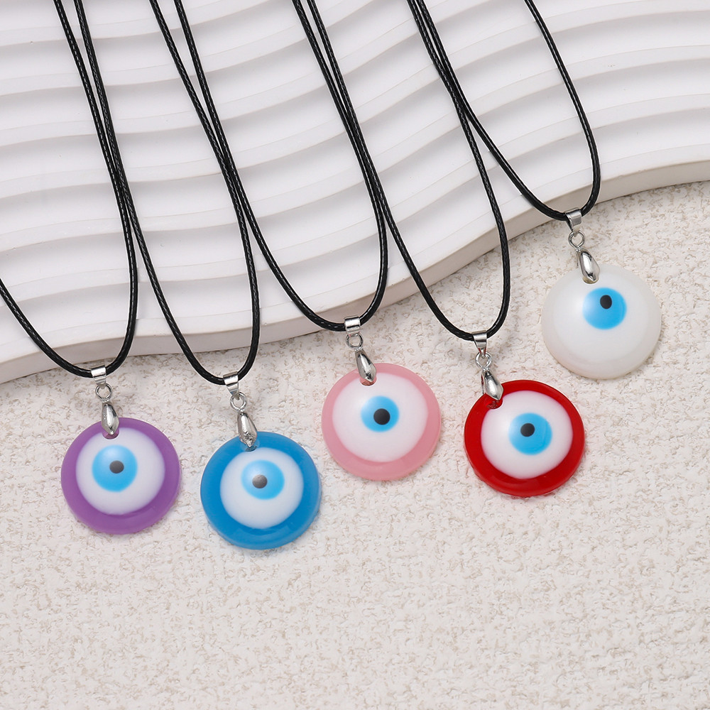 St.kunkka Vòng cổ mặt dây chuyền mắt quỷ Vòng cổ dây bện bằng da có thể điều chỉnh có thể được sử dụng cho các cặp đôi ngày lễ Quà tặng