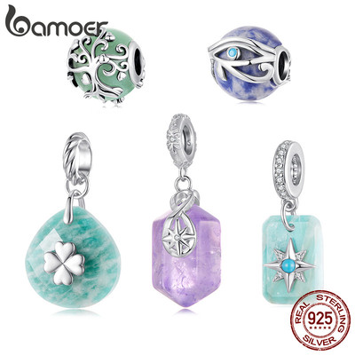 Bamoer Bạc 925 Mặt Dây Chuyền May Mắn Amazonite Năng Lượng Thạch Anh Tím Cây Sự Sống Mắt Horus Mặt Dây Chuyền Phụ Kiện Bộ Sưu Tập Vòng Tay Trang Sức Thời Trang Quà Tặng Nữ