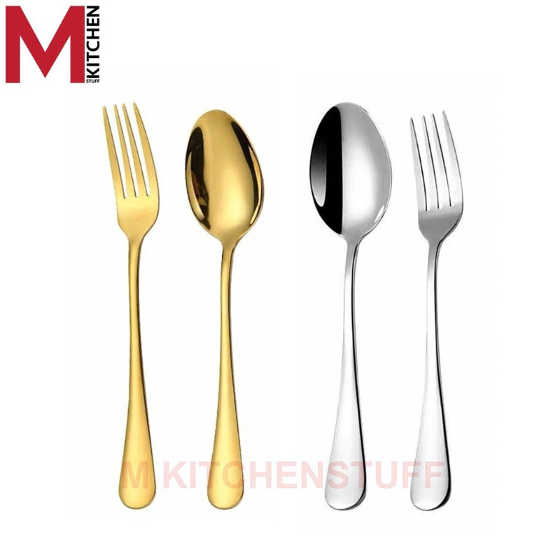 M BẾP Thìa Và Nĩa Inox Dày Size Lớn Trọng Lượng 21 Cm (A8)