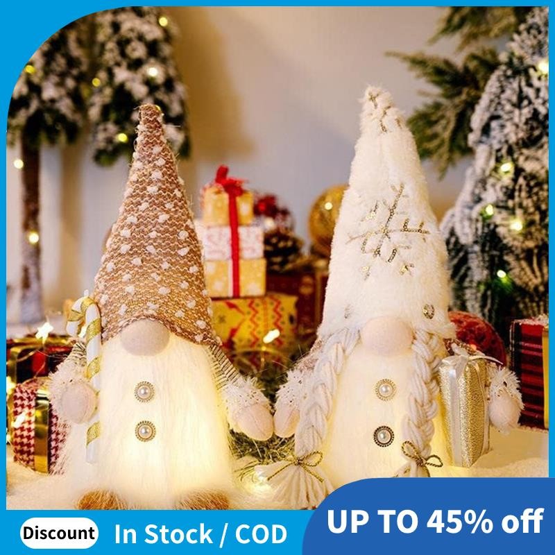 Bộ 2 Gnomes Giáng Sinh, Tượng Gnomes Giáng Sinh Bật Sáng Đồ Trang Trí Giáng Sinh Sang Trọng - Gnomes