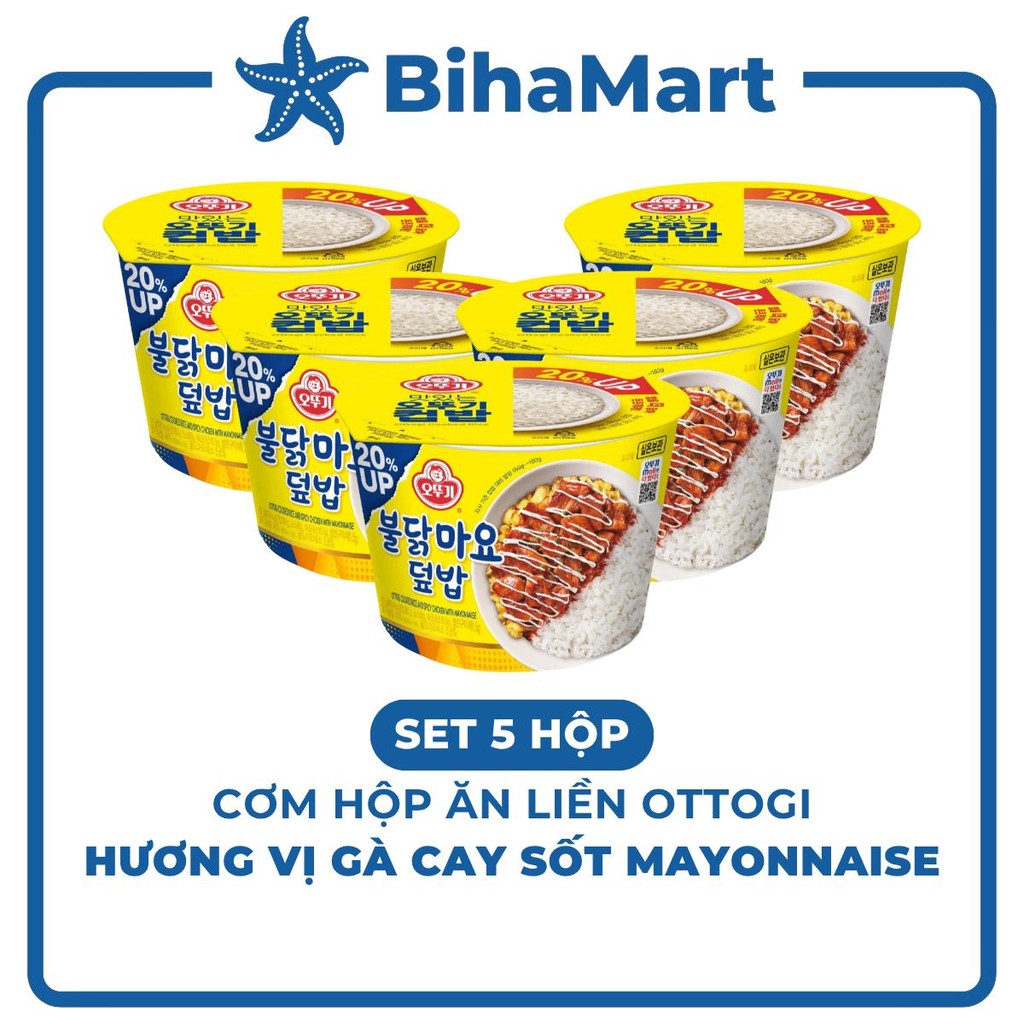[SET 5 HỘP] - OTOKI - Cơm hộp ăn liền Ottogi hương vị Gà cay sốt Mayonnaise, Cơm gà cay xốt Mayonnai