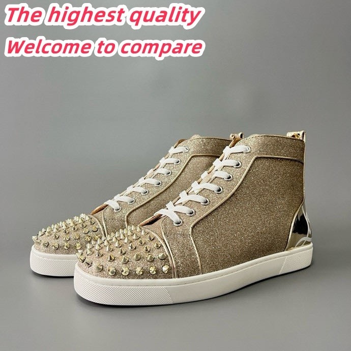 CL Lou Spikes high-top casual sneaker with gold sparkling rivets 6380868