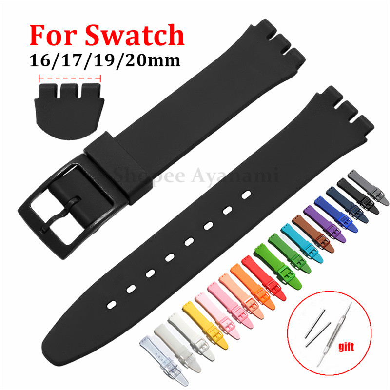 Dây Đeo Đồng Hồ Cho Swatch Silicon Dây Đeo Đồng Hồ 16mm 17mm 19mm 20mm Cao Su Mềm Nam Nữ Thể Thao Dâ