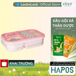  Hộp cơm 3 ngăn 980ml To-Go LocknLock Chính hãng màu hồng nhựa PP có hộp đựng nước chấm HPL781PIK - HAPOS MOM & KIDS 