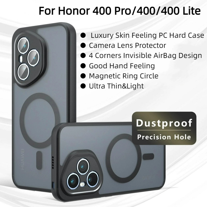 Dành Cho Honor 400 Pro Honor400 Honor 400 Lite Ốp Lưng Da Sang Trọng Cảm Giác Mờ Đen PC Cứng Từ Tính