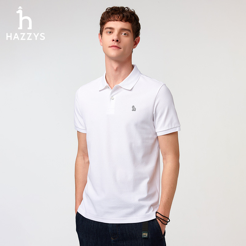 Hàng sẵn có Hazzys Áo sơ mi POLO mới thể thao in trắng tay ngắn nam 522