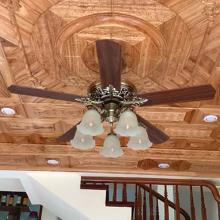 Quạt trần đèn 5 cánh 5 chao đèn, Động cơ DC lõi đồng, Có điều khiển, đảo chiều 516, - HÀNG LOẠI 1