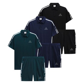 Bộ Thể Thao Nam Polo Mùa Hè GUNO Vải Thun Kim Thoáng Mát Logo Phối Sọc Tay Bộ Đùi Nam SP5 25BB81