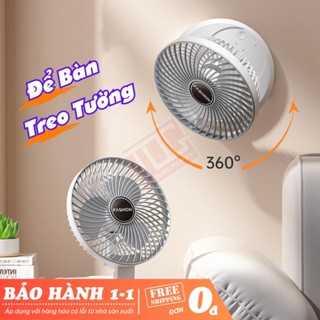 Quạt tích điện fashion mini treo tường quạt để bàn văn phòng gấp gọn thông minh 3 tốc độ gió sạc usb