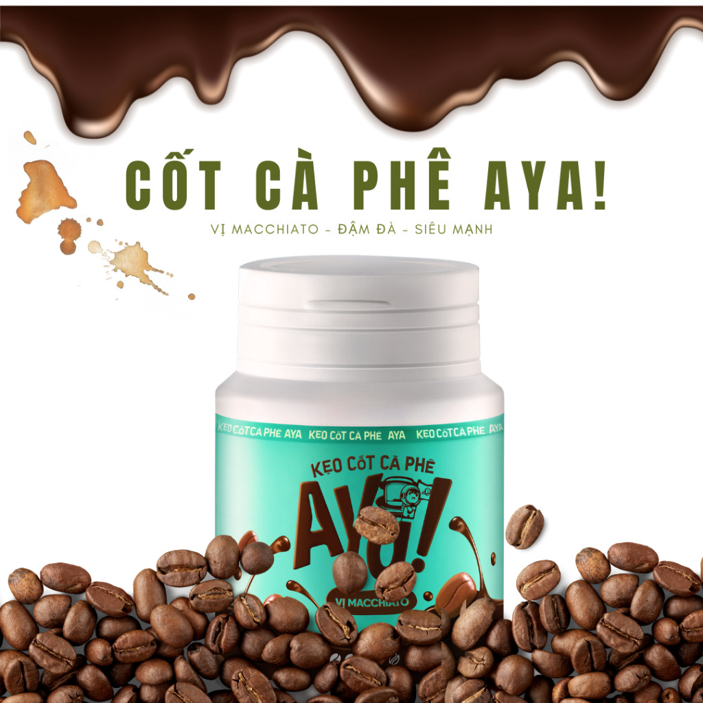Kẹo Ngậm Cà Phê AYA, Kẹo Cafe 100% Nguyên Chất Từ Hạt Cà Phê, Vị MACCHIATO SIÊU MẠNH, KHÔNG ĐƯỜNG