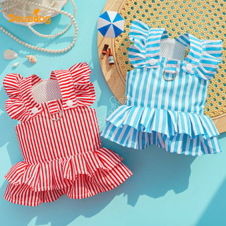 Quần áo cho chó Teddy có thể kéo Chó nhỏ Mèo sọc đỏ cho thú cưng