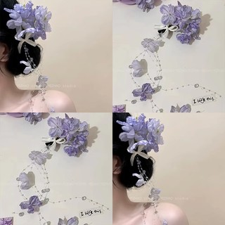  Tím Quyến Rũ Chính Hãng Niche Hydrangea Tua Rua Kẹp Tóc Kẹp Tóc Trang Trí Vintage Hoa Bên 