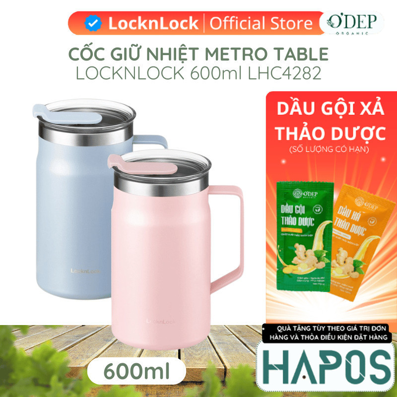 Cốc giữ nhiệt 600ml LocknLock Chính hãng Metro Table Mug LHC4282PIK - HAPOS LOCKNLOCK OFC
