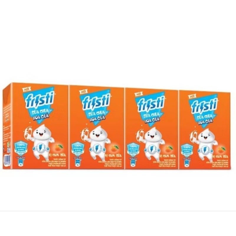 🍊Lốc 4 Hộp Sữa Cam Fristi 100ml, Sữa Cam Thức Uống Từ Sữa Chua Lên Men Tự Nhiên🍊
