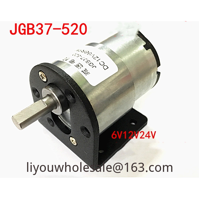 Động cơ bánh răng JGB37-520 Động cơ bánh răng Micro Gear 6V 12V 24V Động cơ Robot + Giá đỡ