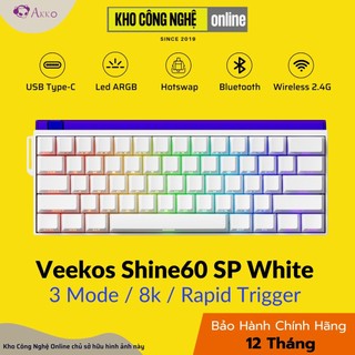  Bàn phím cơ Veekos Shine60 SP White Multi Mode - Led ARGB Rapid Trigger 8000Hz  Hàng Chính Hãng  