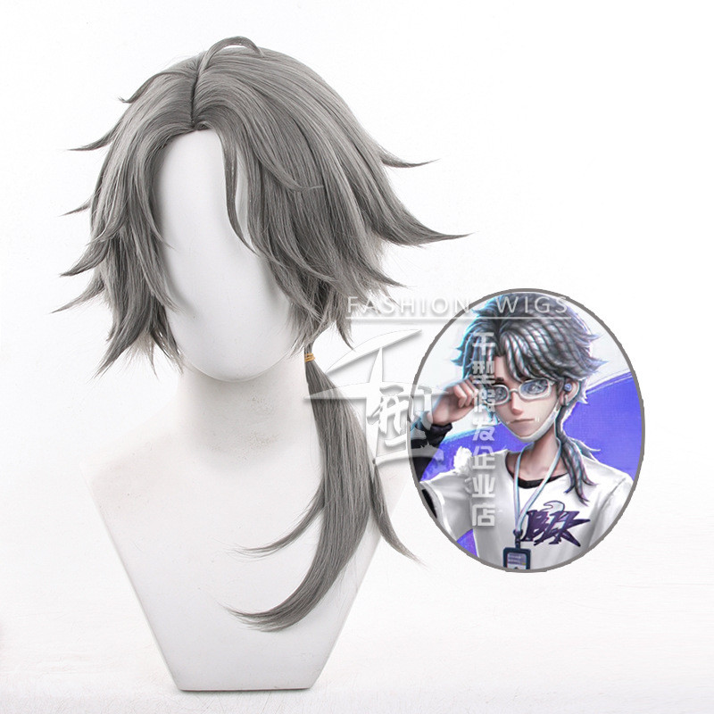 IDV Embalmer Aesop Carl Cosplay Tóc Giả Ngắn Màu Xám Chịu Nhiệt Tổng Hợp Tóc