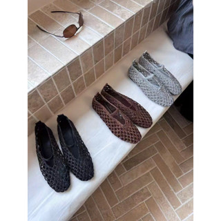 (HANG SAN) Giày lưới đan thủ công chất liệu da thật Lamode mẫu mới mùa hè 2025 ma 56052DXM