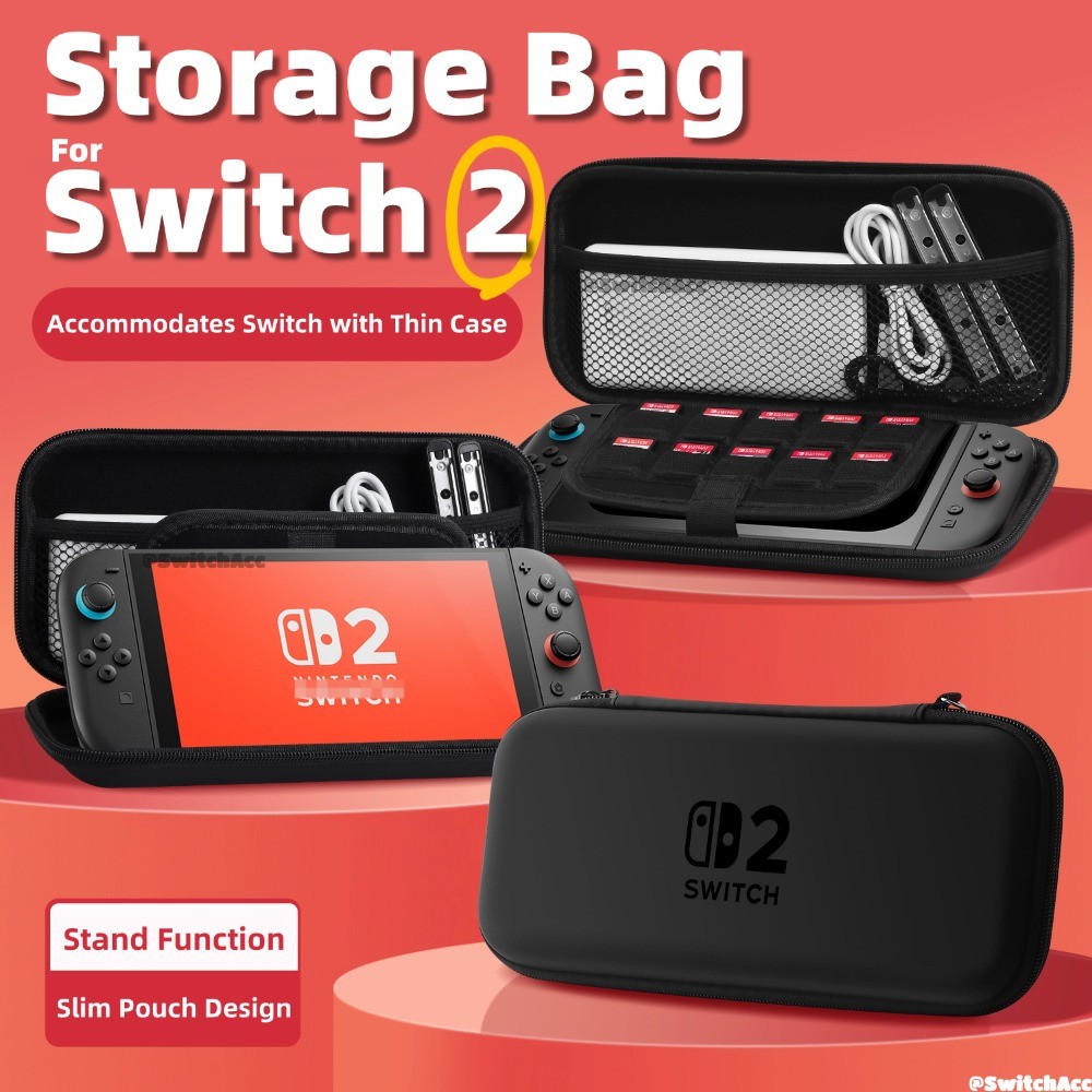 Túi lưu trữ Switch 2 Thiết kế mỏng cho Nintendo Switch 2 với hộp đựng thẻ trò chơi Hàng địa phương