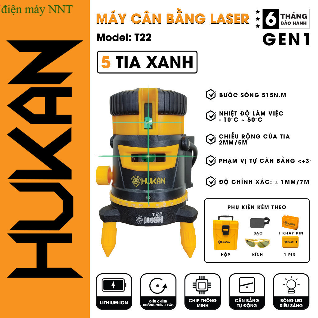 [Chính hãng] Máy Cân Bằng Laze HUKAN HK-T22 - Máy cân mực Hukan chính hãng Điện Máy NNT