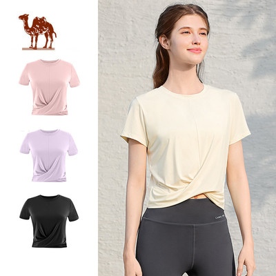 CAMEL CROWN  Quần Áo Yoga Nữ Tay Ngắn Thể Thao Mùa Hè Áo Thun Ngắn