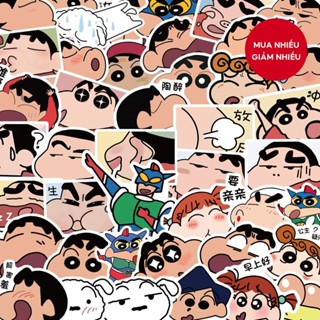 Bộ 50 Hoạt Hình Dán Crayon Shinchan Miếng Dán Cho Hành Lý Ván Trượt Điện Thoại Laptop Moto Xe Đạp Guita