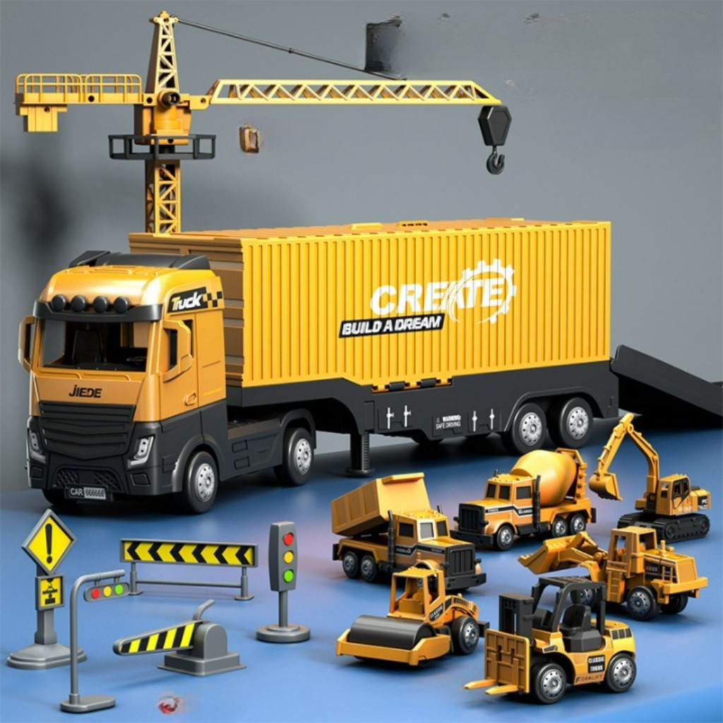 [Kèm 6 xe ] Đồ Chơi ÔTô Container Biến Hình