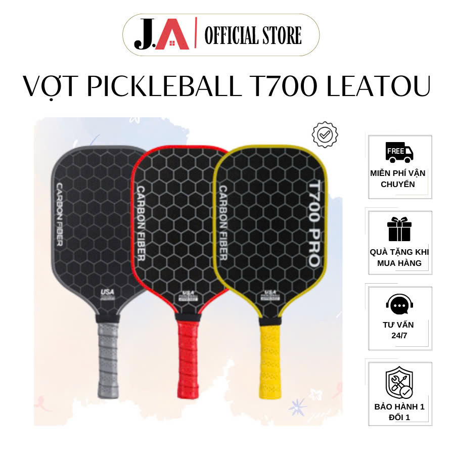 Vợt Pickleball T700 PRO LEATOU 16mm Chuyên Nghiệp, Kiểu Dáng Tổ Ong, Vợt Siêu Nhẹ, Sợi Carbon Mặt Nh