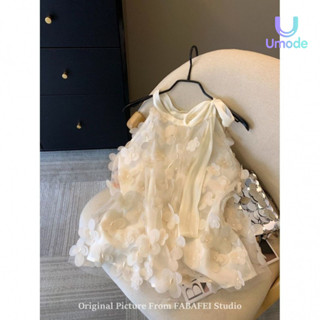 Áo vest dây buộc hoa 3D cho phụ nữ mùa hè thiết kế thủ công nặng nề áo chiffon UG276 Umode