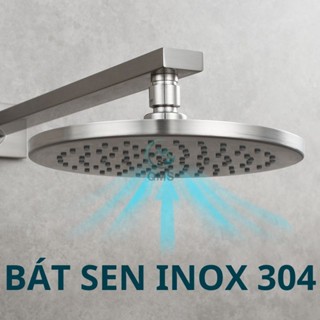 Bát sen cây tắm đứng QMS MM, Bát sen nóng lạnh tròn 20cm chất liệu inox 304 mờ