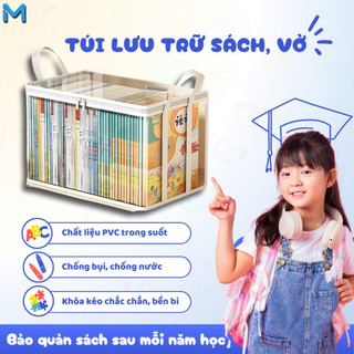  Túi đựng lưu trữ sách thú bông chất liệu PVC trong suốt có khóa kéo dễ quan sát chống bụi bẩn 