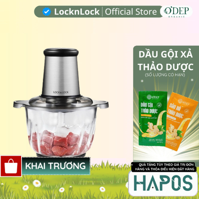 Máy xay thịt Meat Chopper LocknLock 2.4L, 400W Chính hãng, Màu bạc EJM186SLV  - HAPOS MOM & KIDS