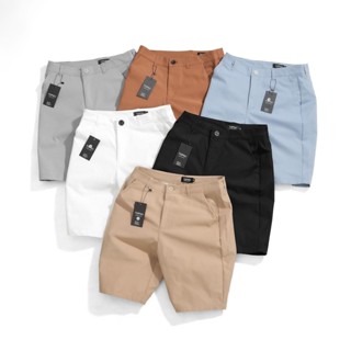 Quần short nam TOPGU Cạp Cứng, Vải Kaki co giãn form regular Menswear Quần Lửng Có Túi Đen