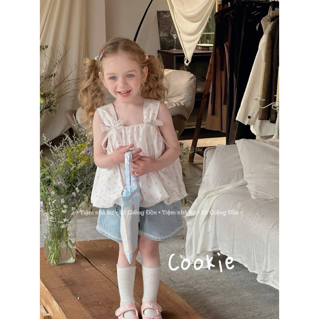 Áo chấm bi 2 dây bản to dt305 (90-130) Tiệm nhà Bơ - Kids clothing Nội dung 2