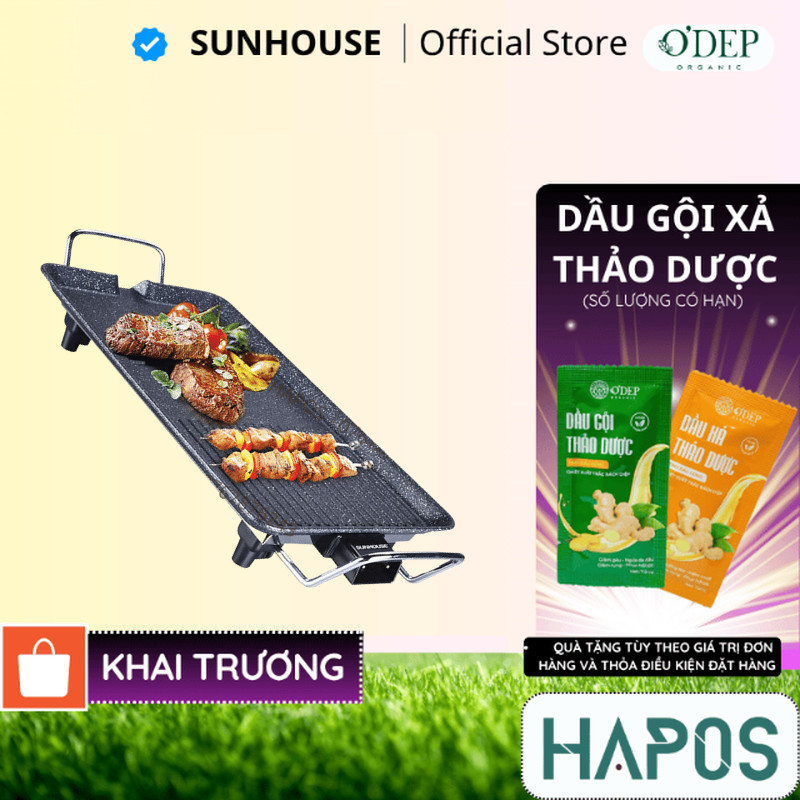 Bếp nướng điện không khói Sunhouse SHD4607 1500W , Kích thước 47x23cm - HAPOS HSA
