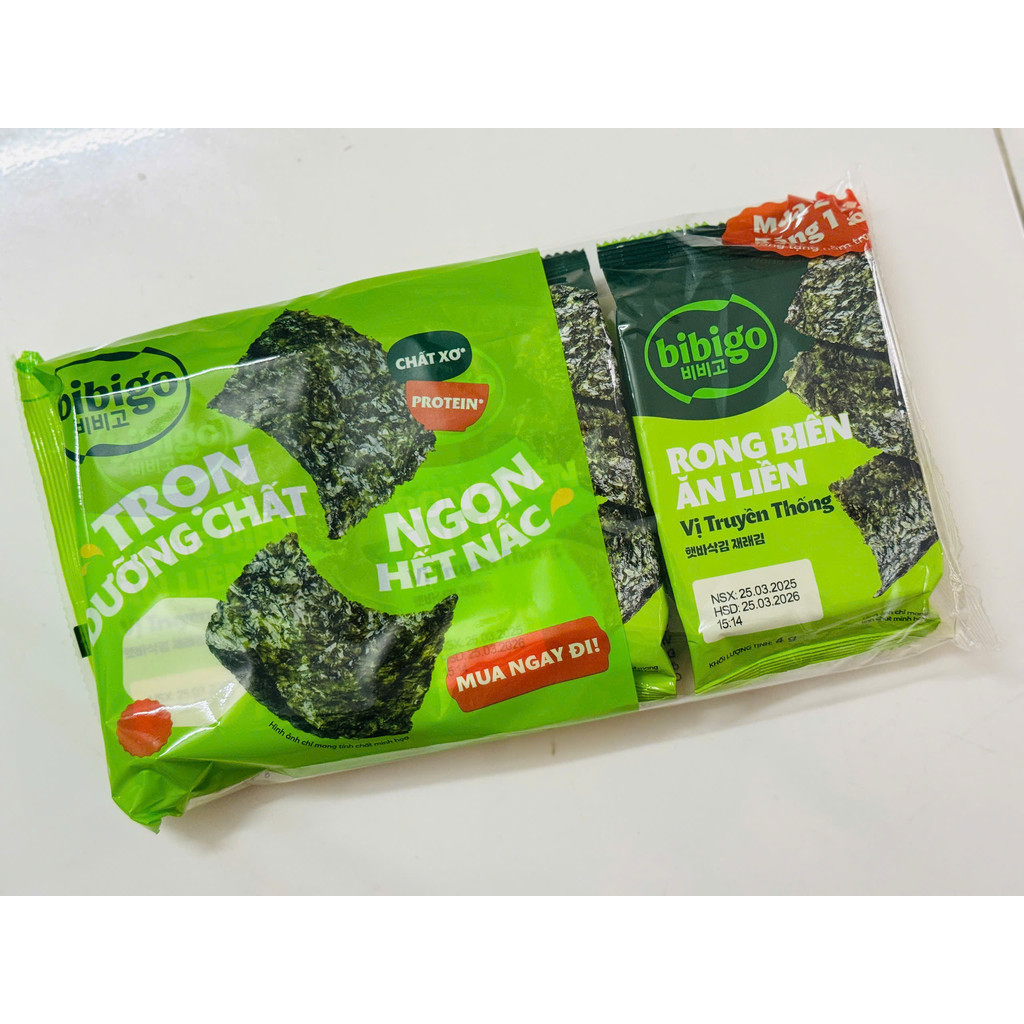 TÚI 3 GÓI RONG BIỂN ĂN LIỀN BIBIGO HÀN QUỐC (4g x 3 gói)