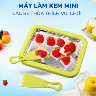 Máy Làm Kem Cuộn Mini Khay Làm Kem Cho Bé Tại Nhà Inox 304 Không Dùng Điện An Toàn