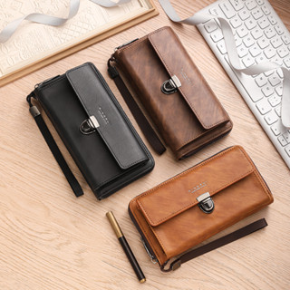Ví nam cầm tay tiên tiến Dây kéo di động Da PU dung tích lớn Ví đựng thẻ đa năng