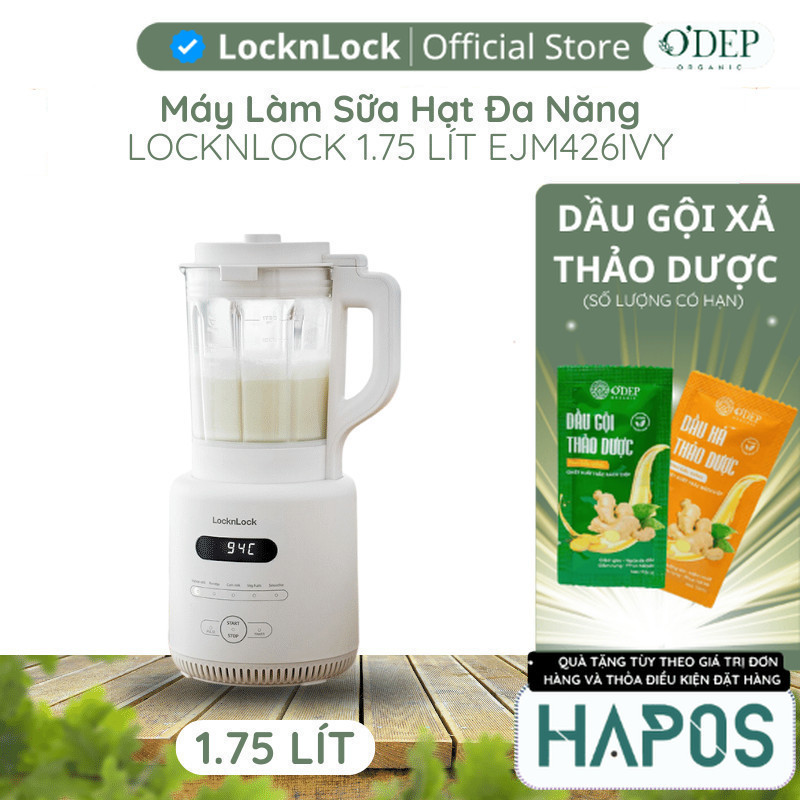Máy làm sữa hạt đa năng LocknLock 1.75L Chính hãng, lưỡi dao 8 cánh, điều khiển cảm ứng EJM426IVY - 